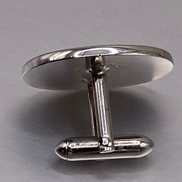 Men’s Initial J Cuff Links & Tie Clip Black and Silver - Picture 4 of 5